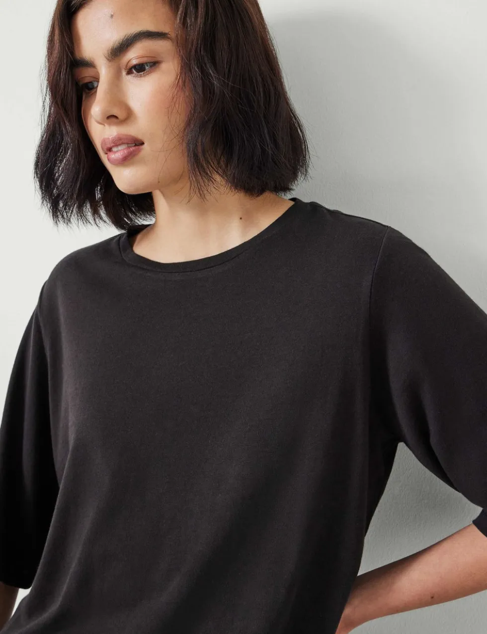 Reece Cotton Rich Crew Neck Drapey T-Shirt