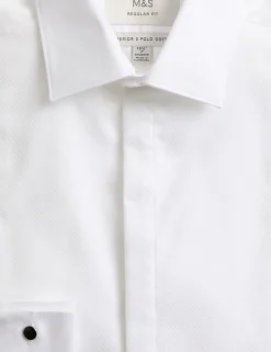 Regular Fit 2 Inch Shorter Pure Cotton Textured Luxury Shirt