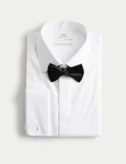Regular Fit 2 Inch Shorter Luxury Cotton Shirt with Bow Tie
