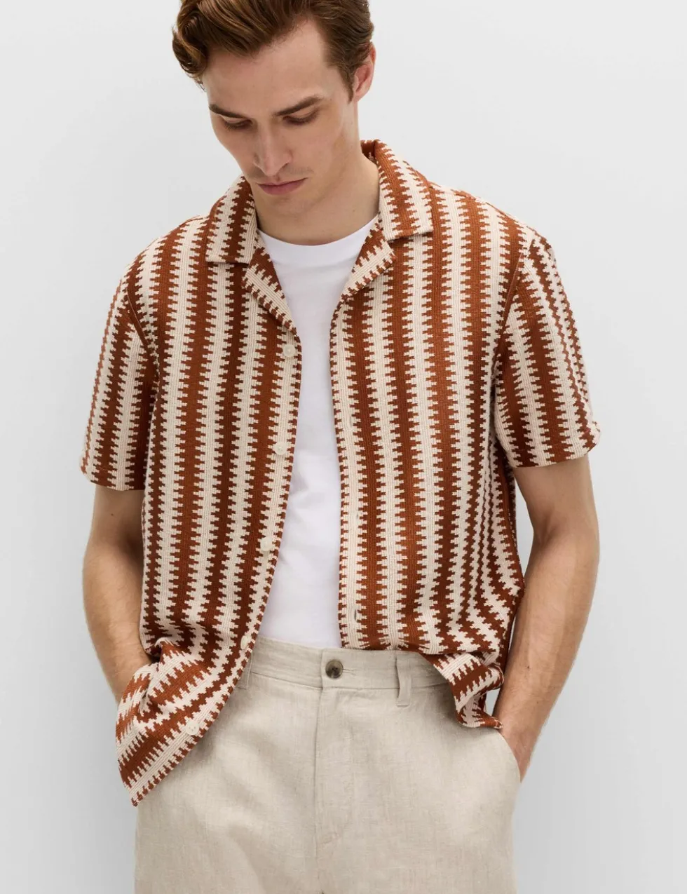 Regular Fit Cotton Blend Short Sleeve Shirt