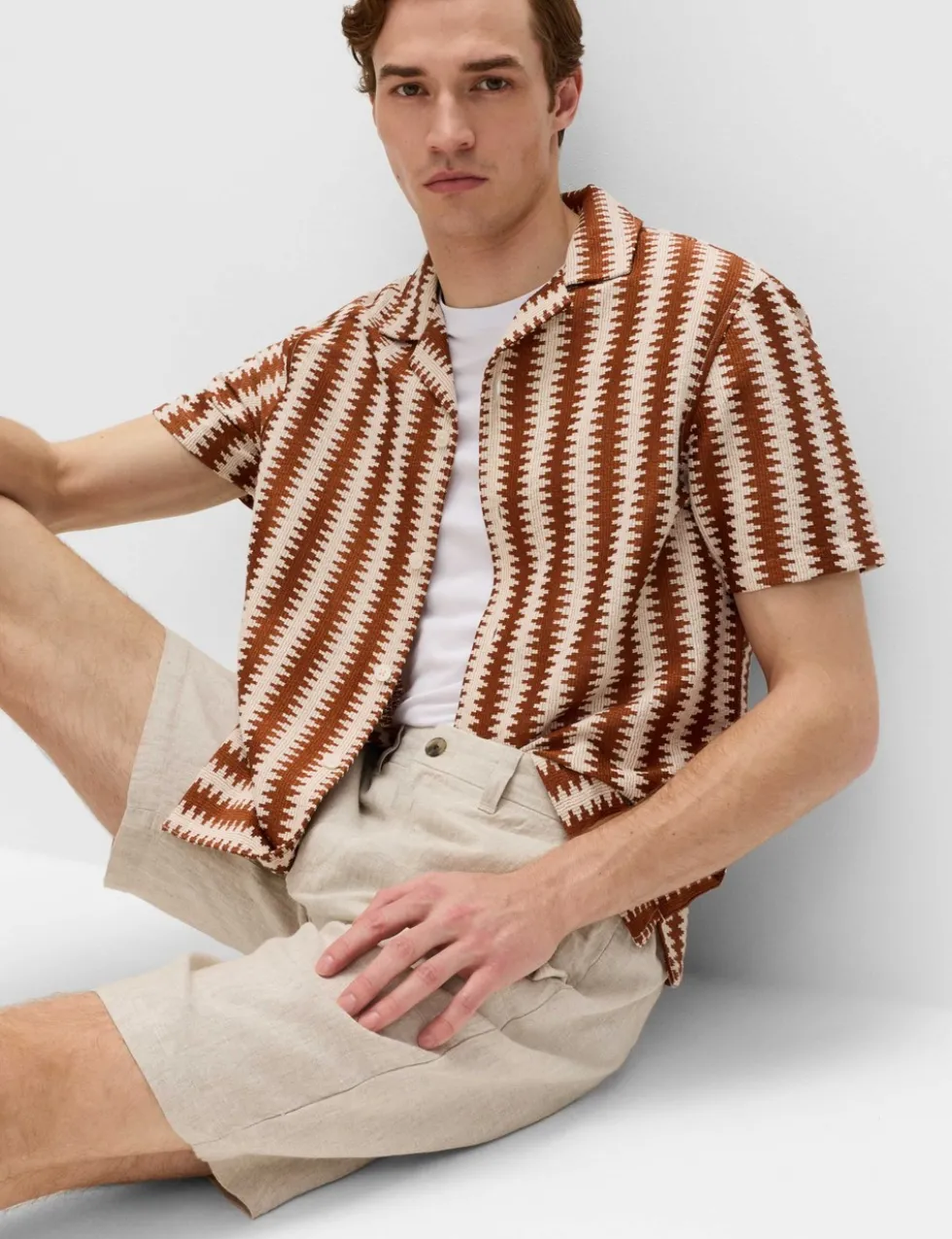 Regular Fit Cotton Blend Short Sleeve Shirt