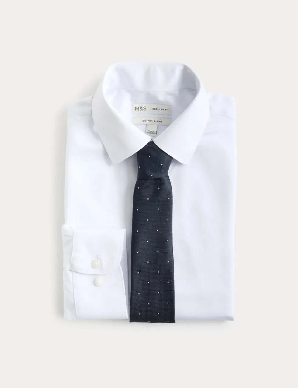 Regular Fit Cotton Blend Shirt & Tie Set
