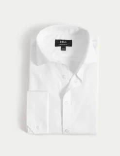 Regular Fit Cotton Blend Double Cuff Shirt