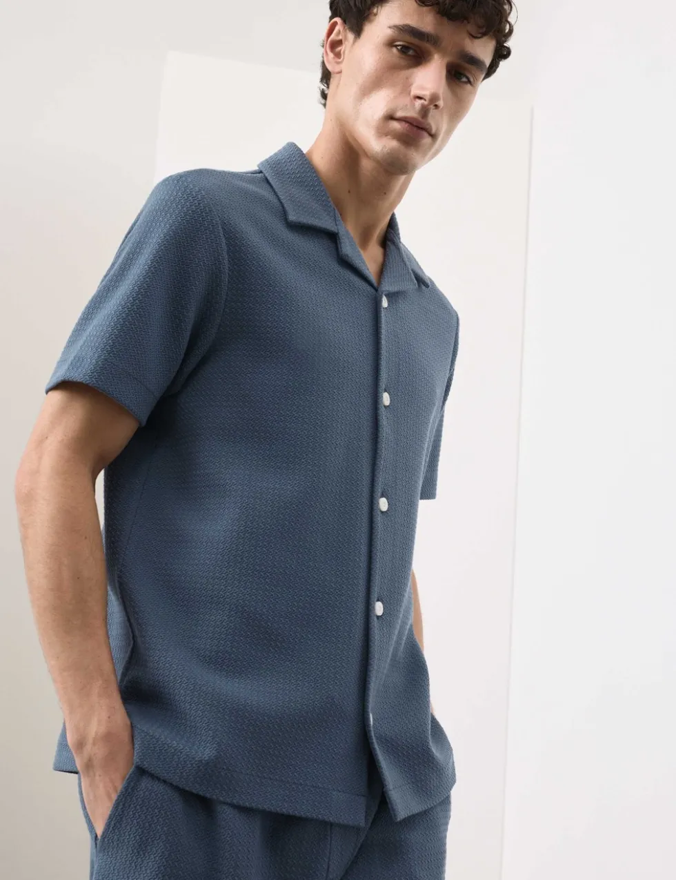 Regular Fit Cotton Blend Textured Shirt