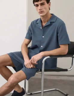 Regular Fit Cotton Blend Textured Shirt
