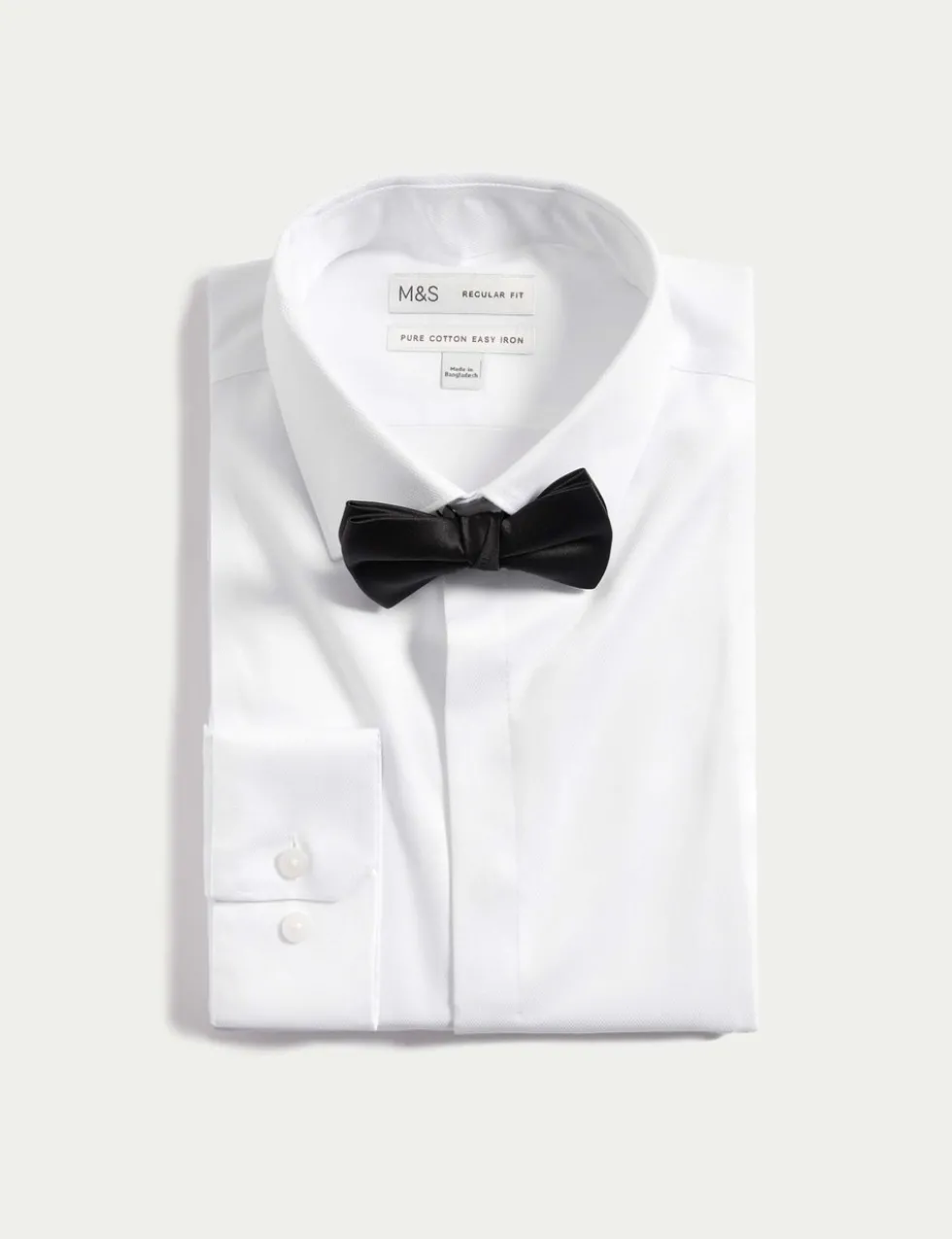 Regular Fit Cotton Dress Shirt with Bow Tie