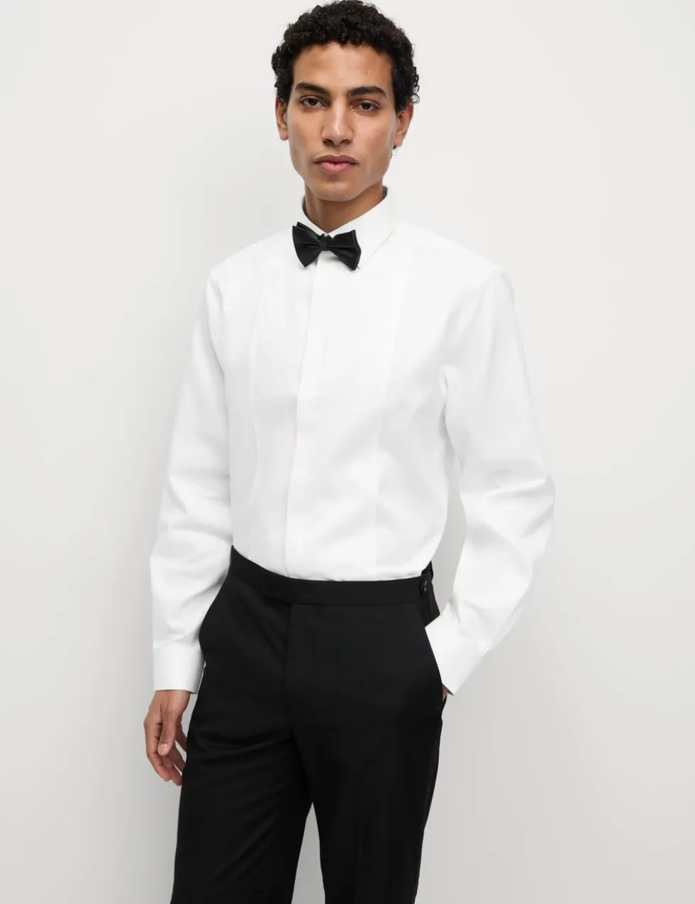 Regular Fit Cotton Dress Shirt with Bow Tie