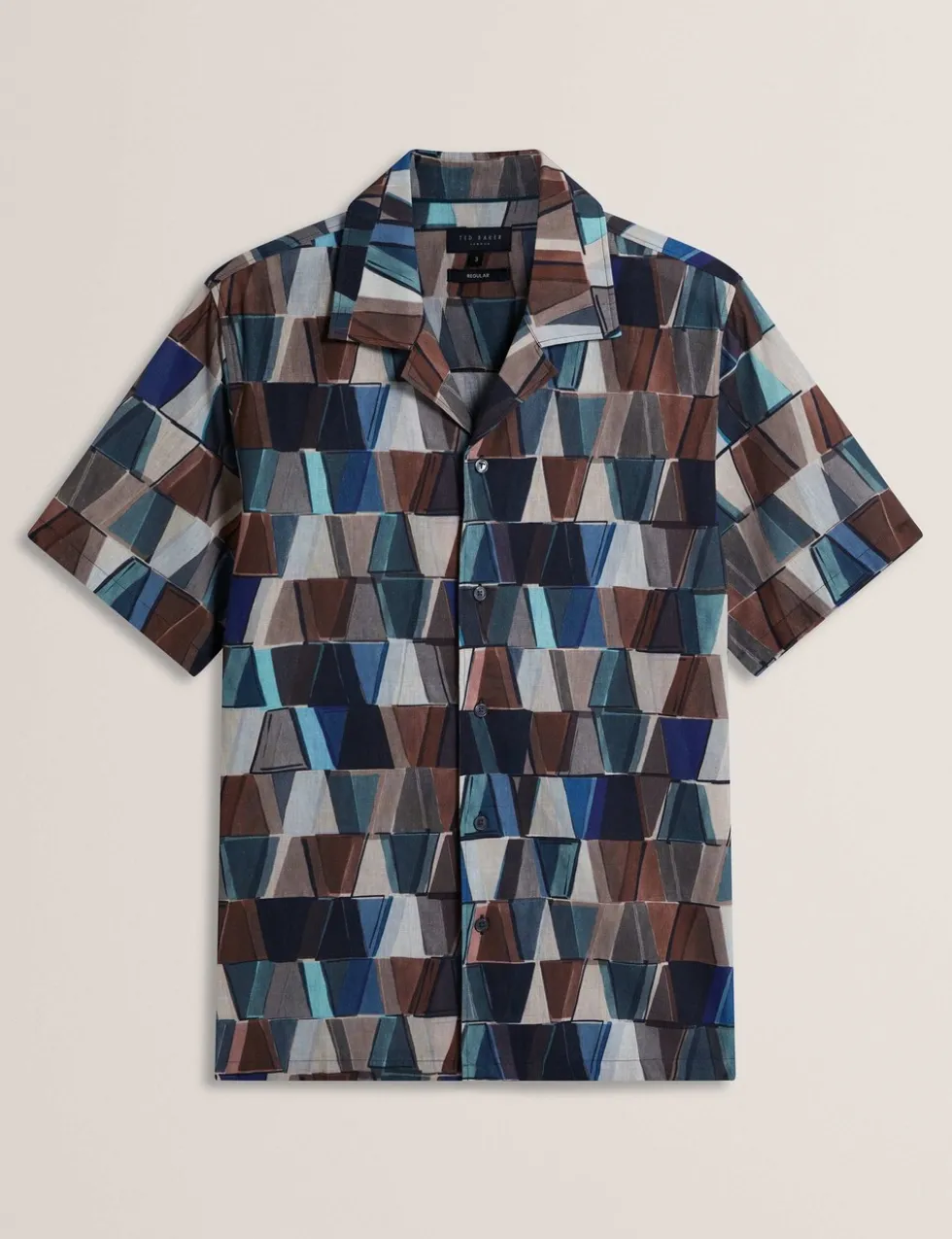 Regular Fit Cotton Linen Blend Geo Shirt