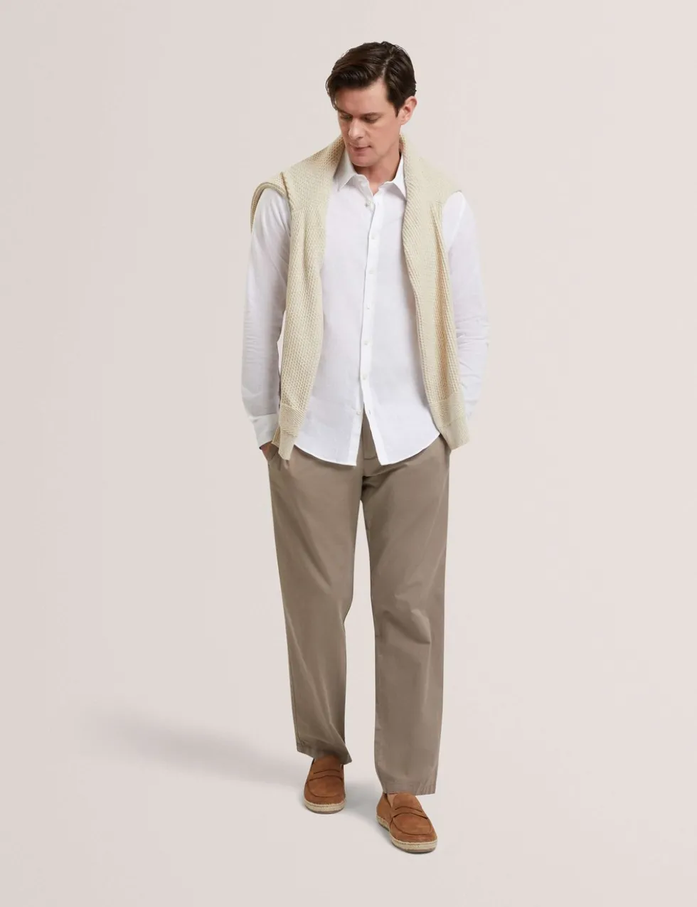 Regular Fit Cotton Linen Blend Chinos