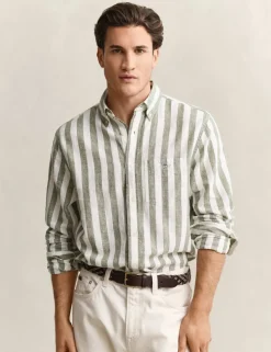 Regular Fit Cotton Linen Striped Shirt