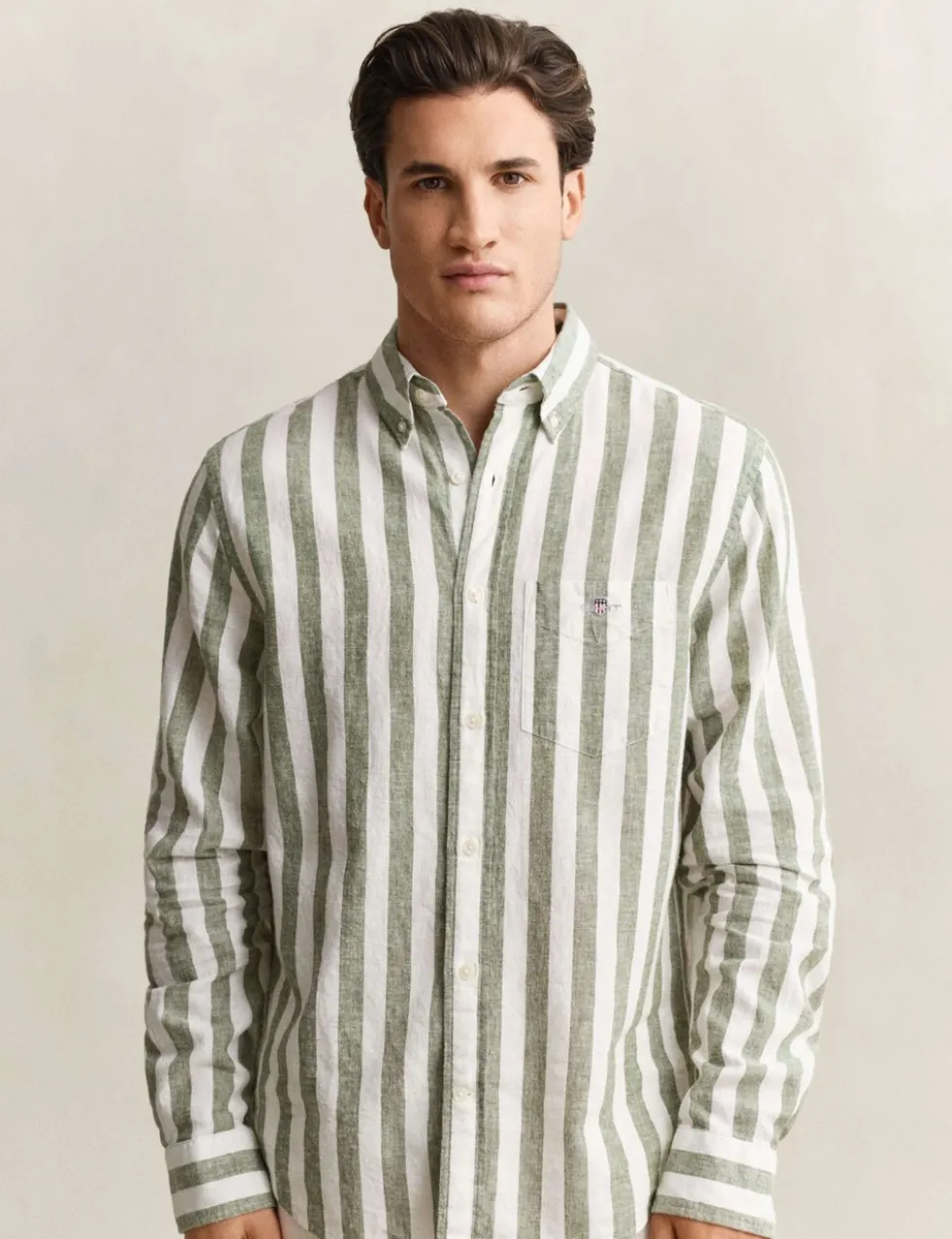 Regular Fit Cotton Linen Striped Shirt