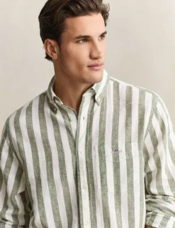 Regular Fit Cotton Linen Striped Shirt
