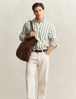 Regular Fit Cotton Linen Striped Shirt