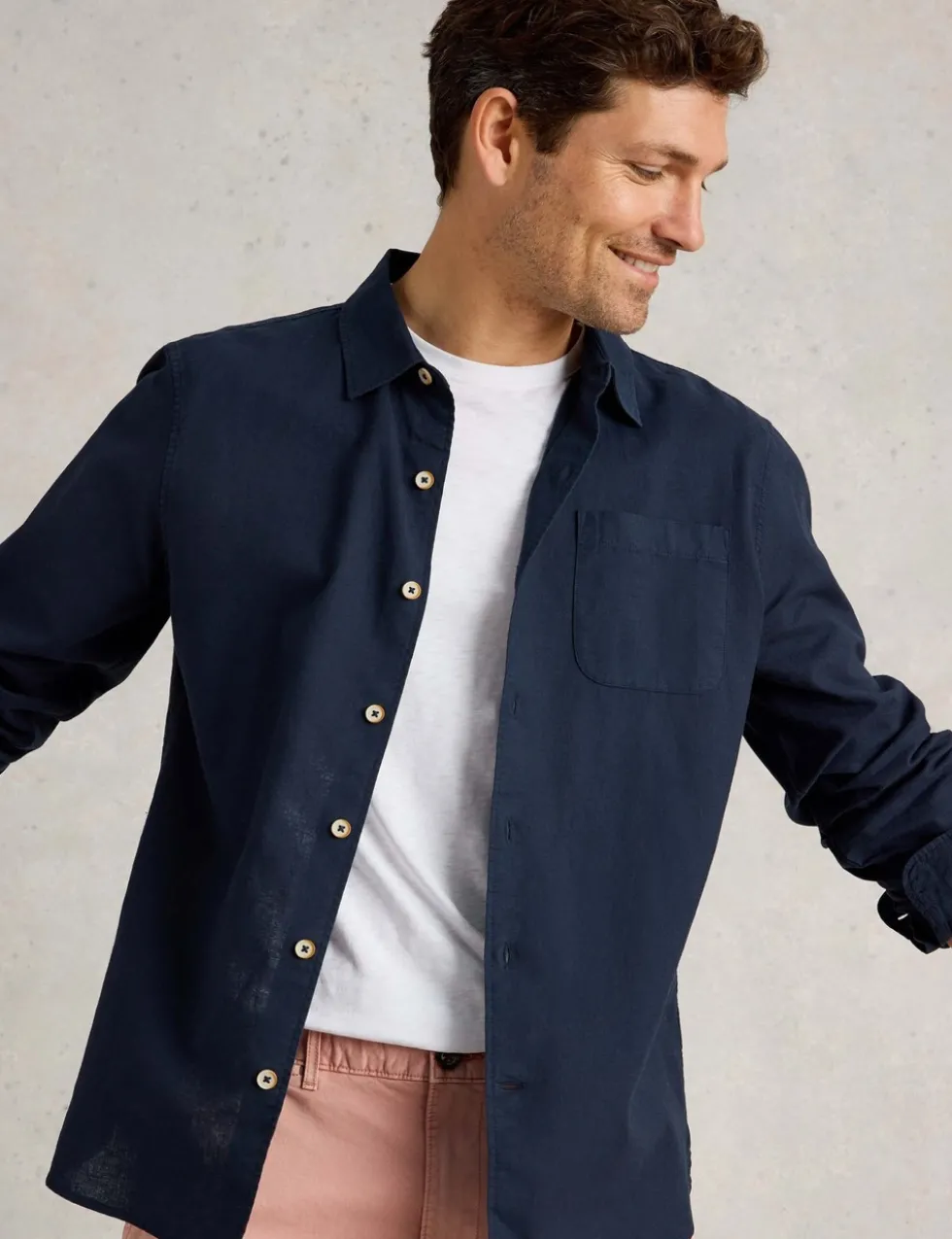 Regular Fit Cotton Linen Blend Shirt
