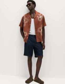 Regular Fit Cotton Linen Blend Floral Shirt