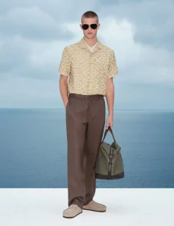 Regular Fit Cotton Rich Geometric Short Sleeve Shirt