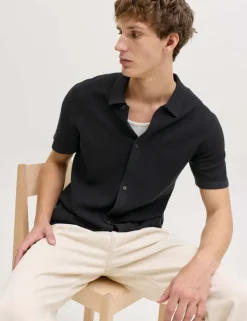 Regular Fit Cotton Rich Knitted Short Sleeve Shirt