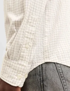 Regular Fit Cotton Rich Seersucker Checked Shirt