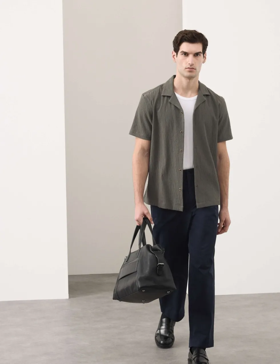 Regular Fit Crinkle Seersucker Shirt