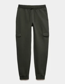 Regular Fit Herringbone Cargo Joggers