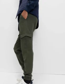 Regular Fit Herringbone Cargo Joggers
