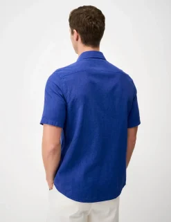 Regular Fit Linen and Cotton Short Sleeve Shirt