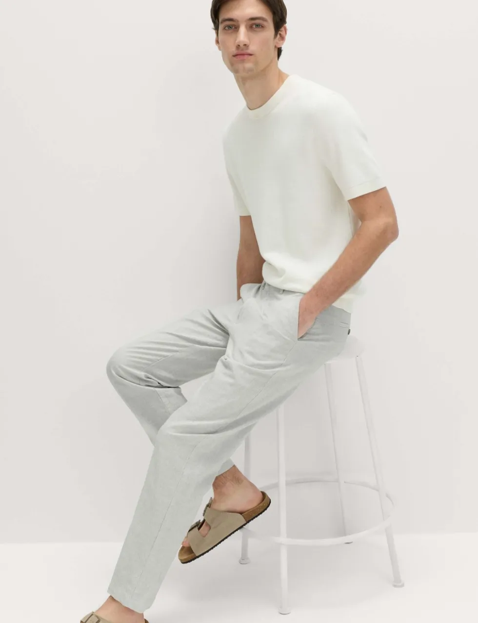 Regular Fit Linen Blend Chinos