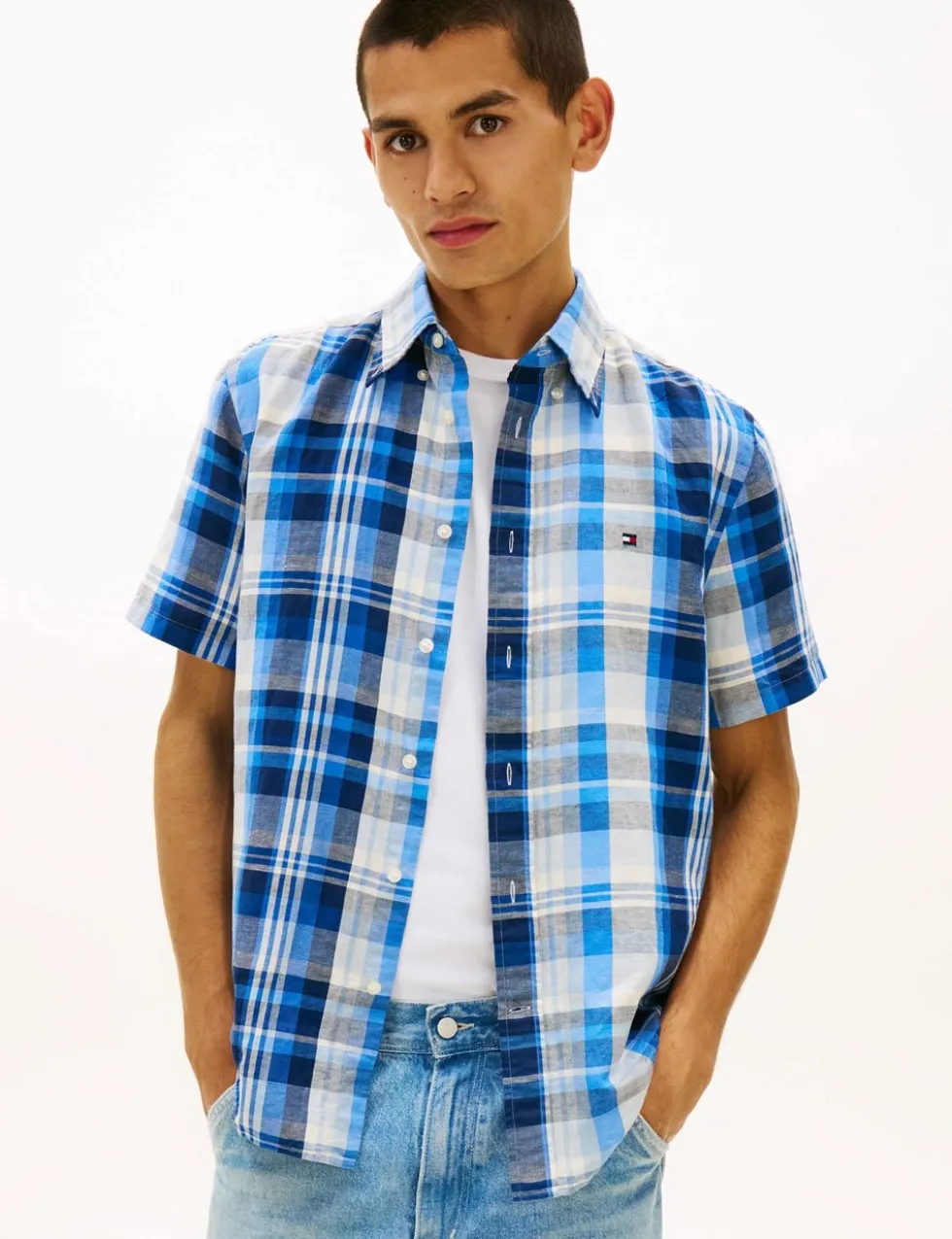 Regular Fit Linen Blend Check Shirt