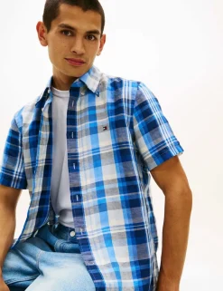 Regular Fit Linen Blend Check Shirt