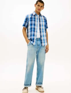 Regular Fit Linen Blend Check Shirt