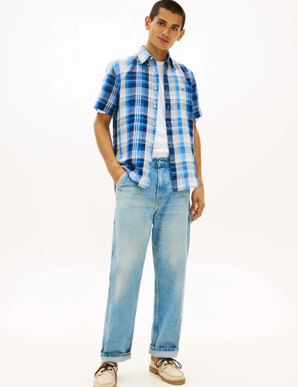 Regular Fit Linen Blend Check Shirt