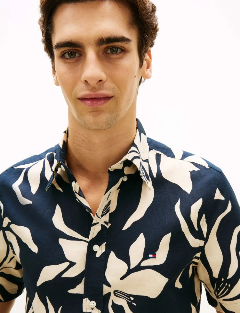 Regular Fit Linen Blend Floral Shirt