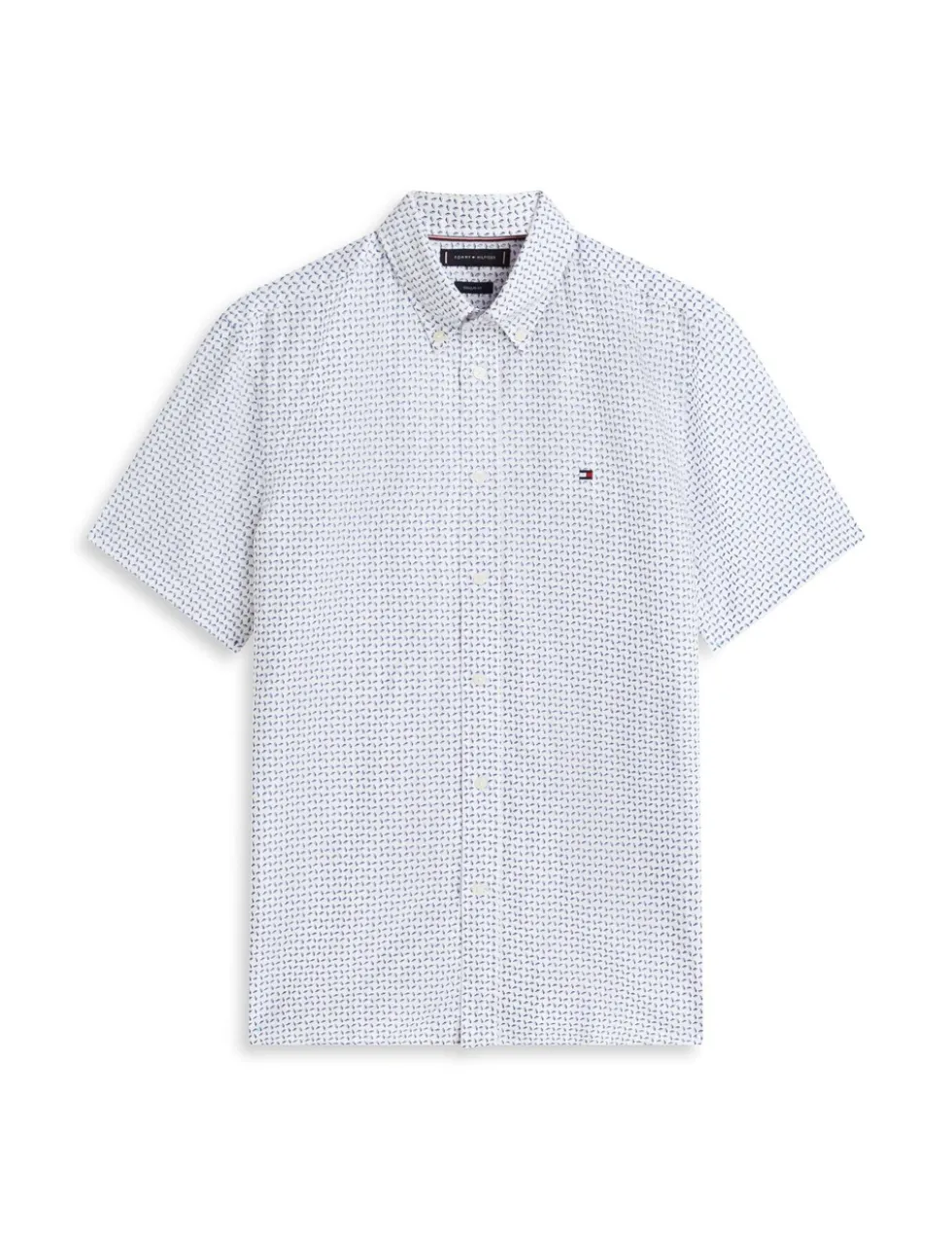 Regular Fit Linen Blend Geometric Shirt