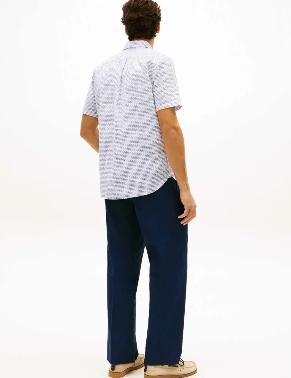 Regular Fit Linen Blend Geometric Shirt