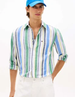 Regular Fit Linen Blend Striped Shirt