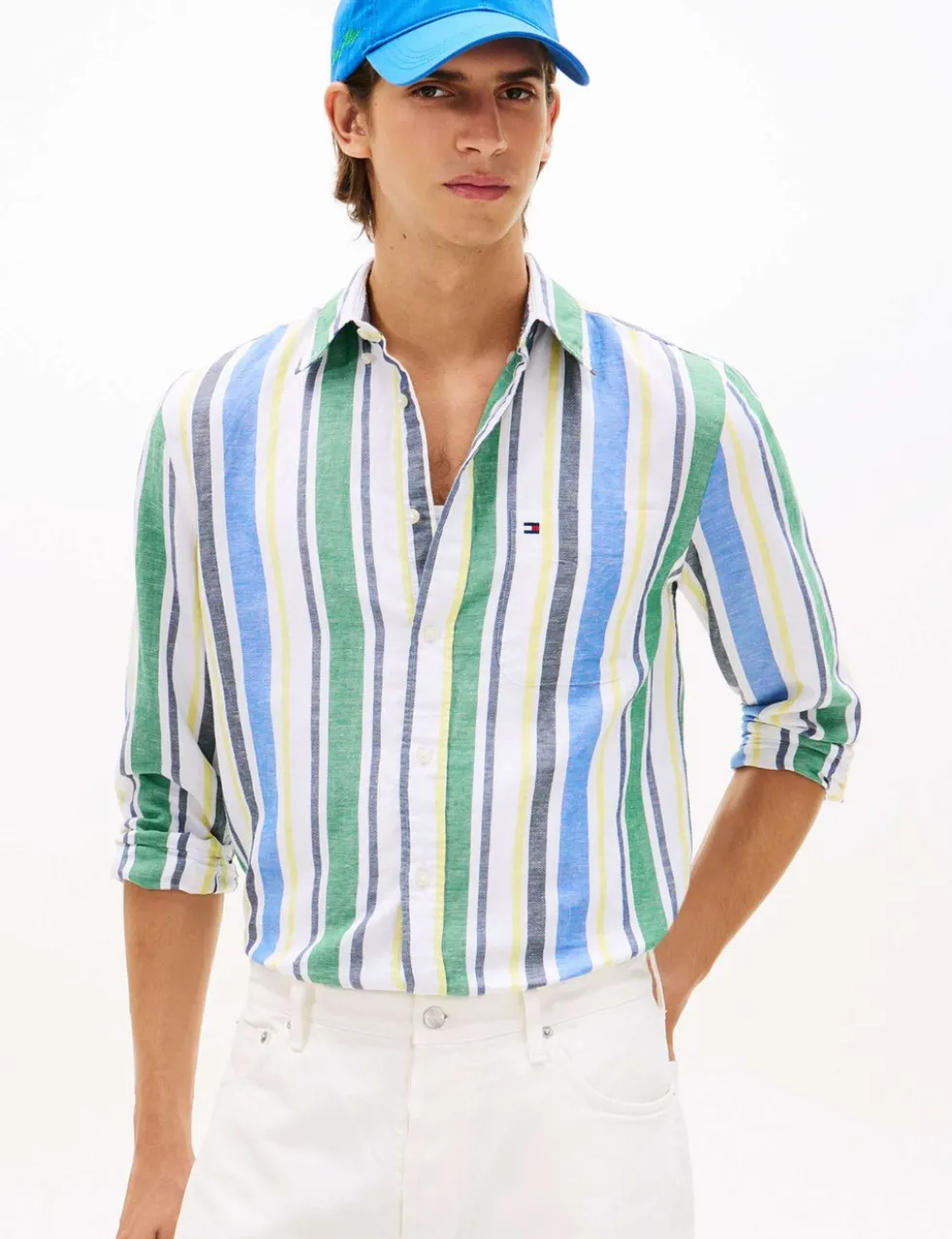 Regular Fit Linen Blend Striped Shirt