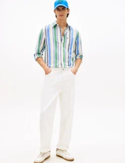 Regular Fit Linen Blend Striped Shirt