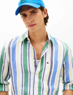 Regular Fit Linen Blend Striped Shirt
