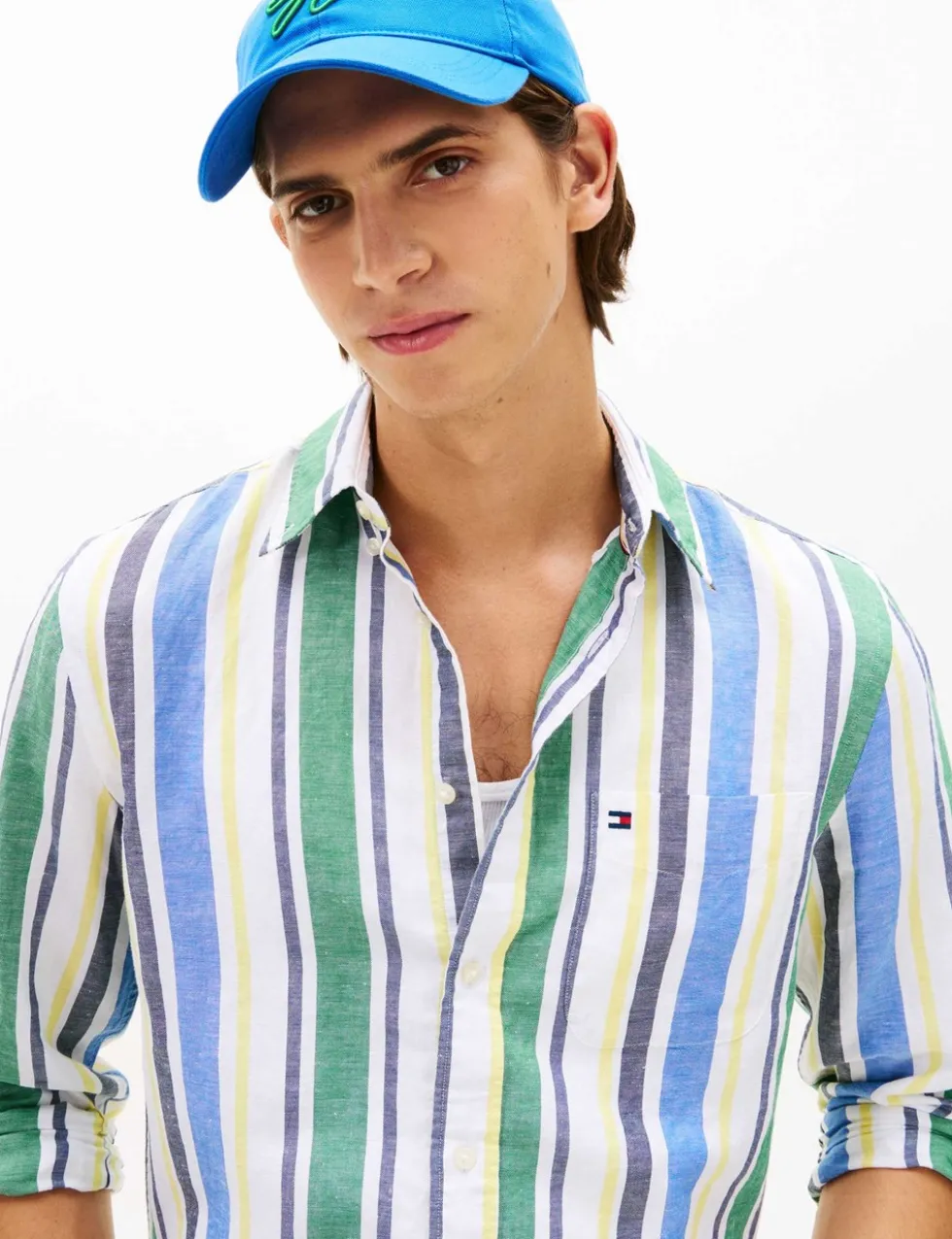 Regular Fit Linen Blend Striped Shirt