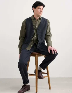 Regular Fit Linen Rich Herringbone Waistcoat
