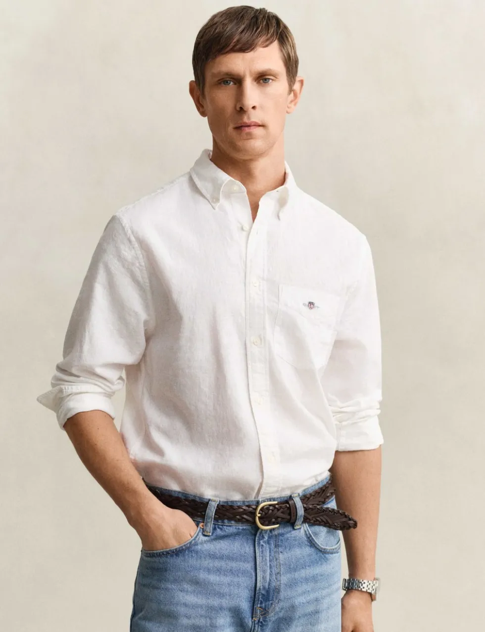 Regular Fit Linen Rich Oxford Shirt