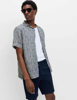 Regular Fit Linen Rich Printed Shirt