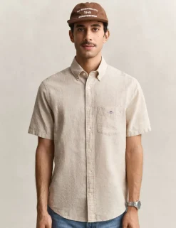 Regular Fit Linen Rich Short Sleeve Shirt