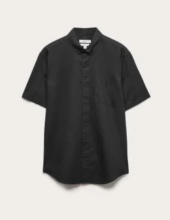 Regular Fit Linen Rich Short Sleeve Shirt