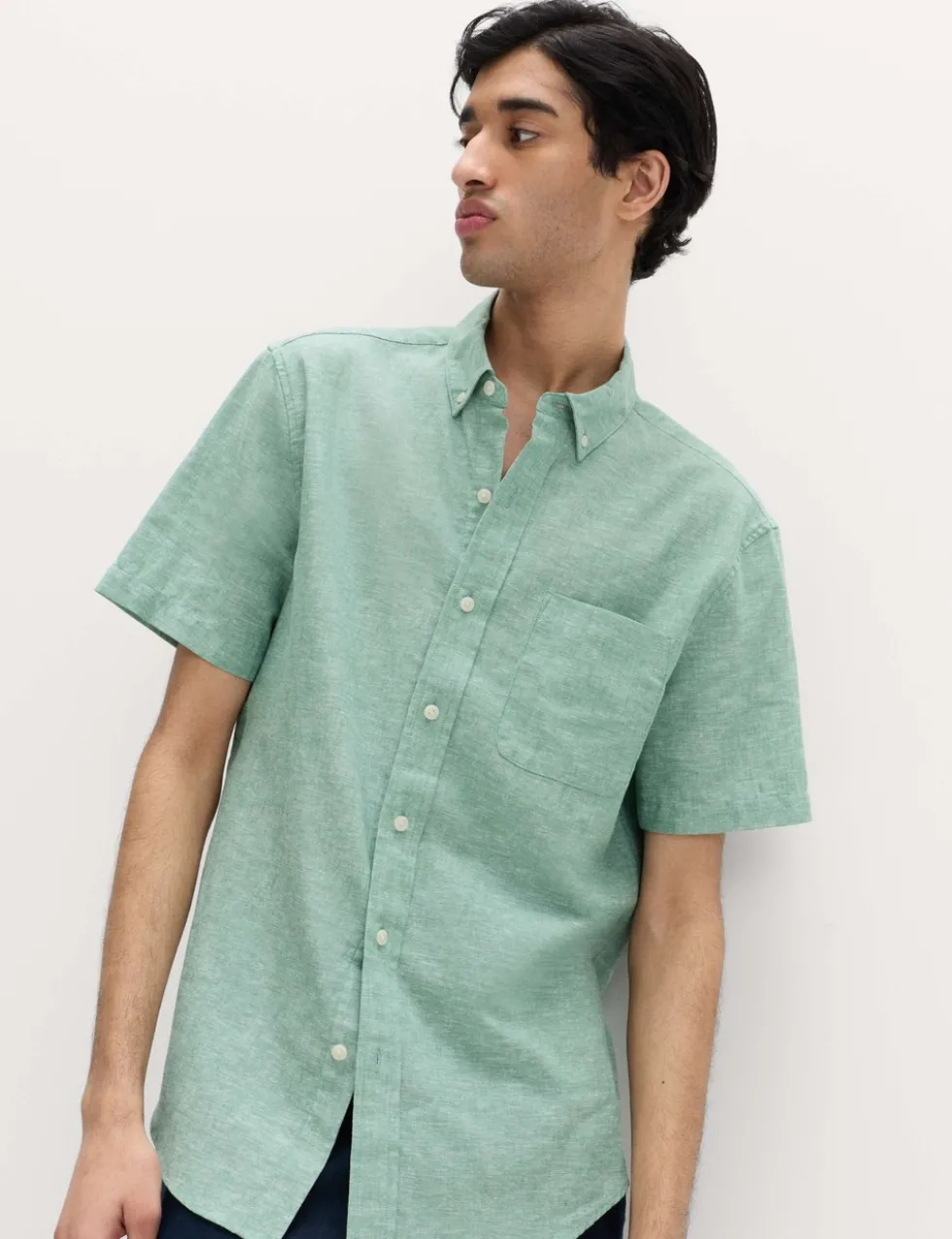 Regular Fit Linen Rich Short Sleeve Shirt