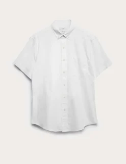 Regular Fit Linen Rich Short Sleeve Shirt