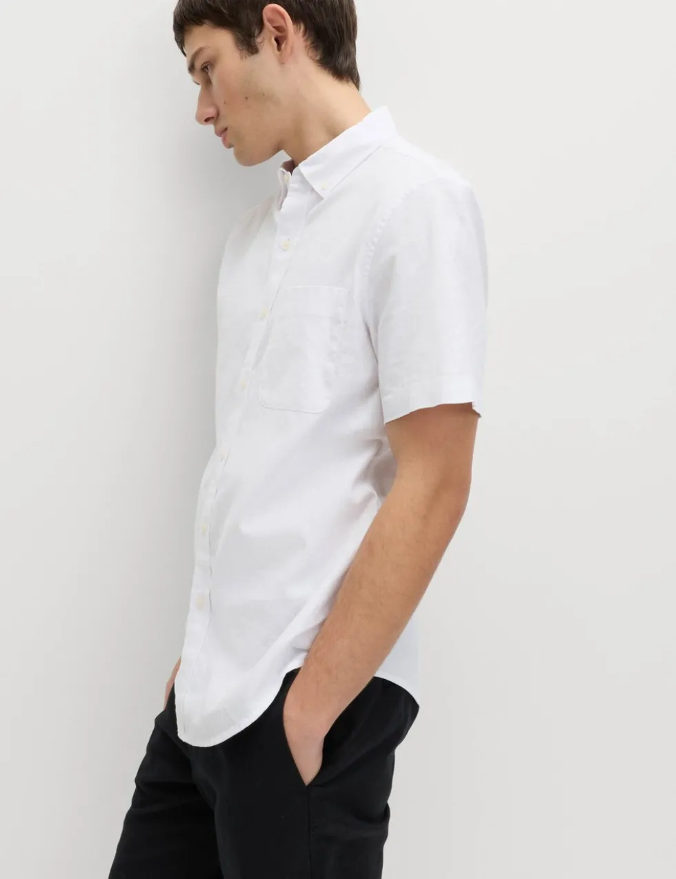 Regular Fit Linen Rich Short Sleeve Shirt
