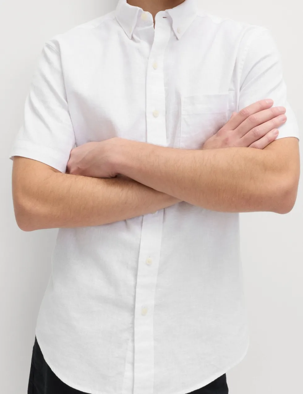 Regular Fit Linen Rich Short Sleeve Shirt