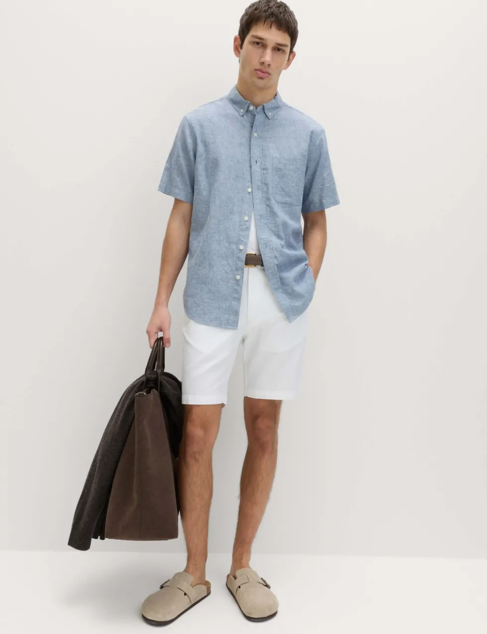 Regular Fit Linen Rich Short Sleeve Shirt