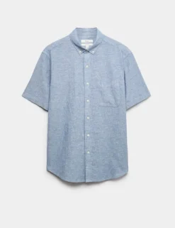 Regular Fit Linen Rich Short Sleeve Shirt